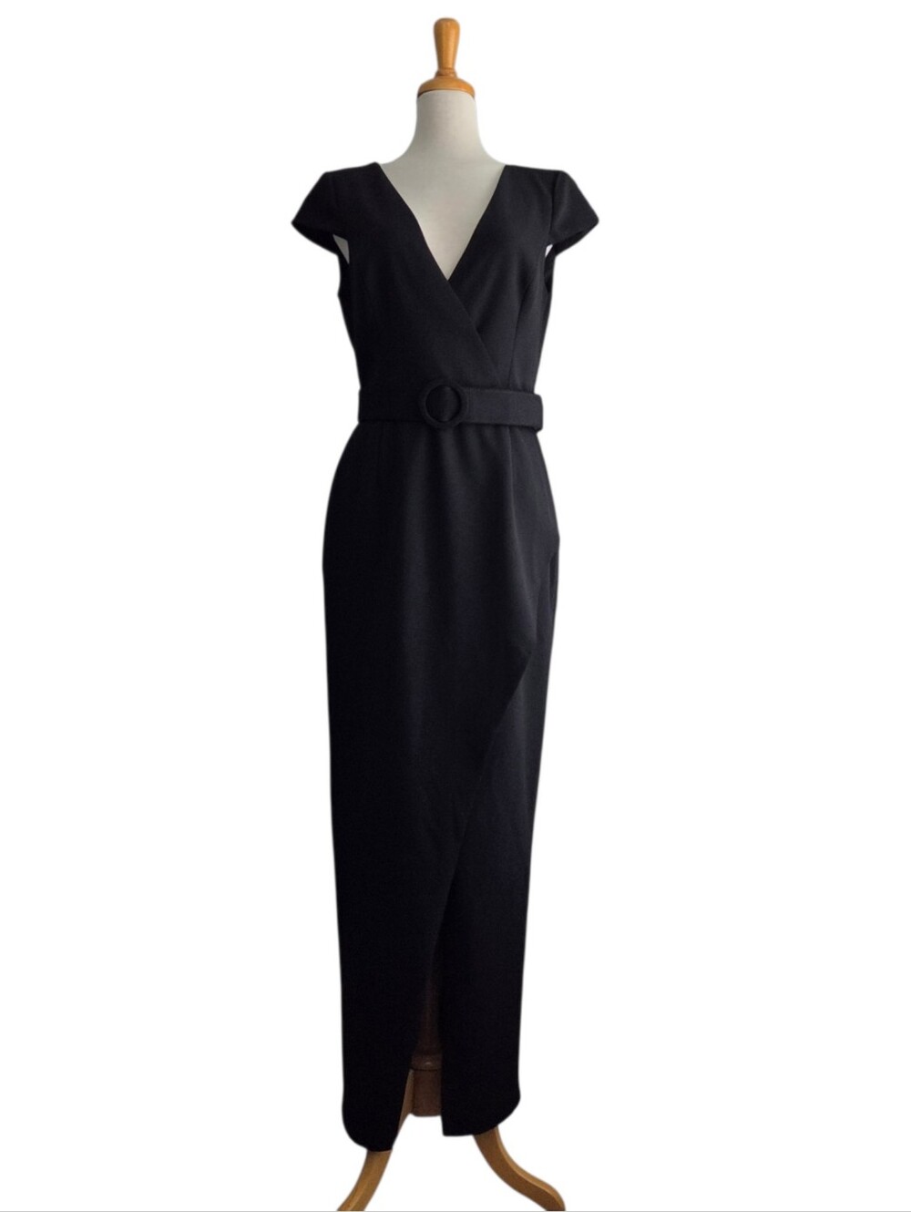 Vince Camuto Belted Evening Dress Black Women's Size 12 Luxury